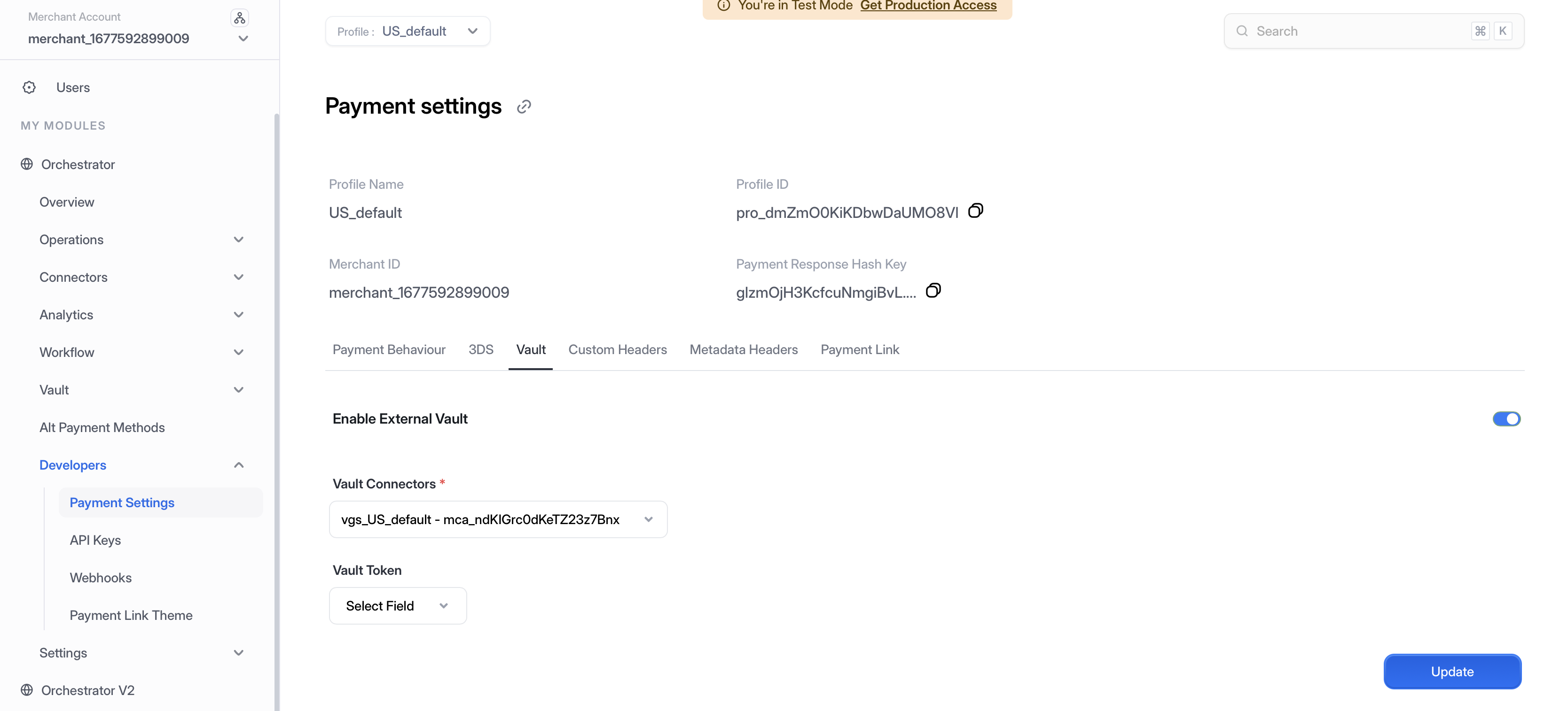 Enable Vault in Payment Settings