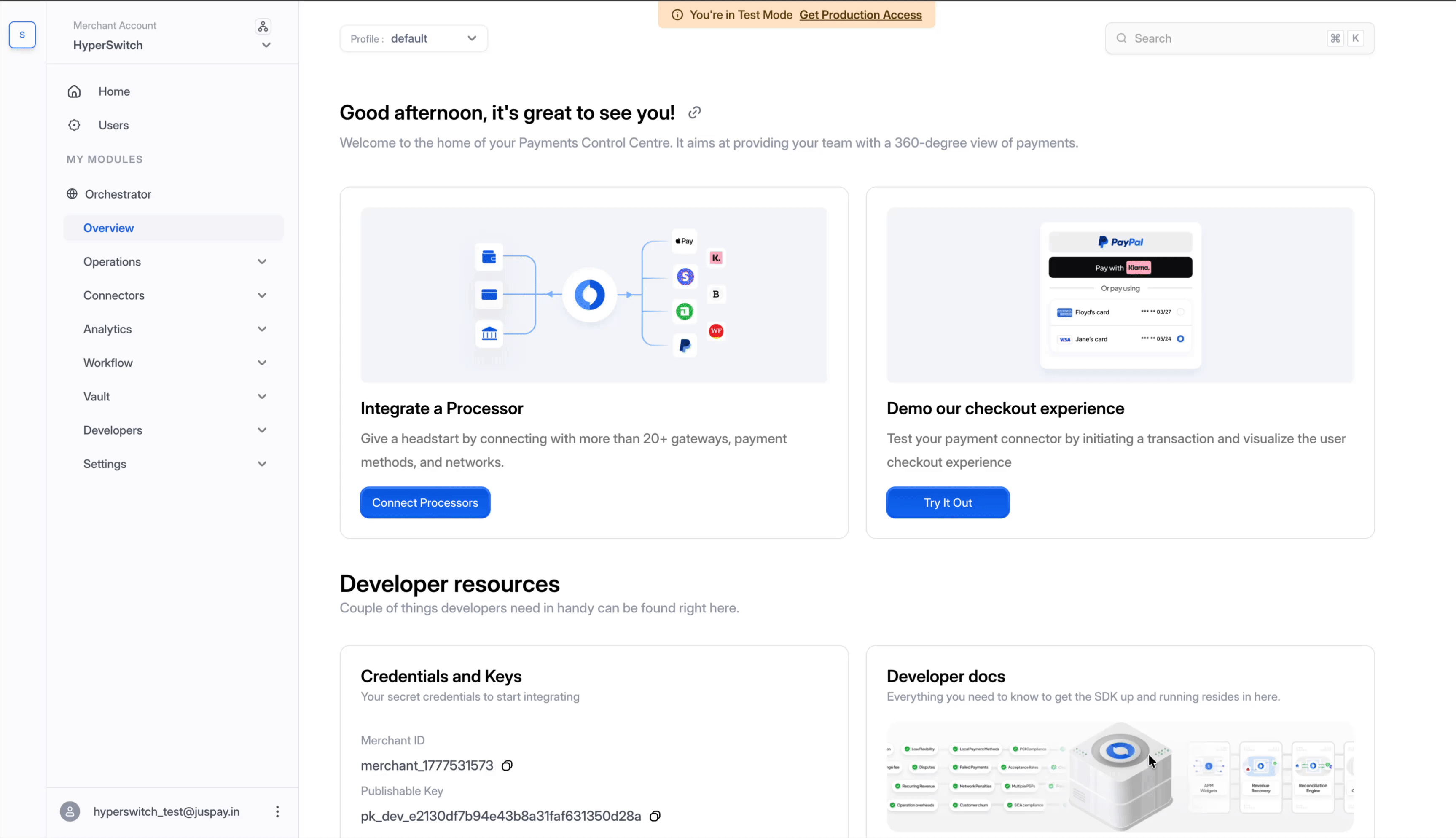 Connecting a payment processor from the Connectors section